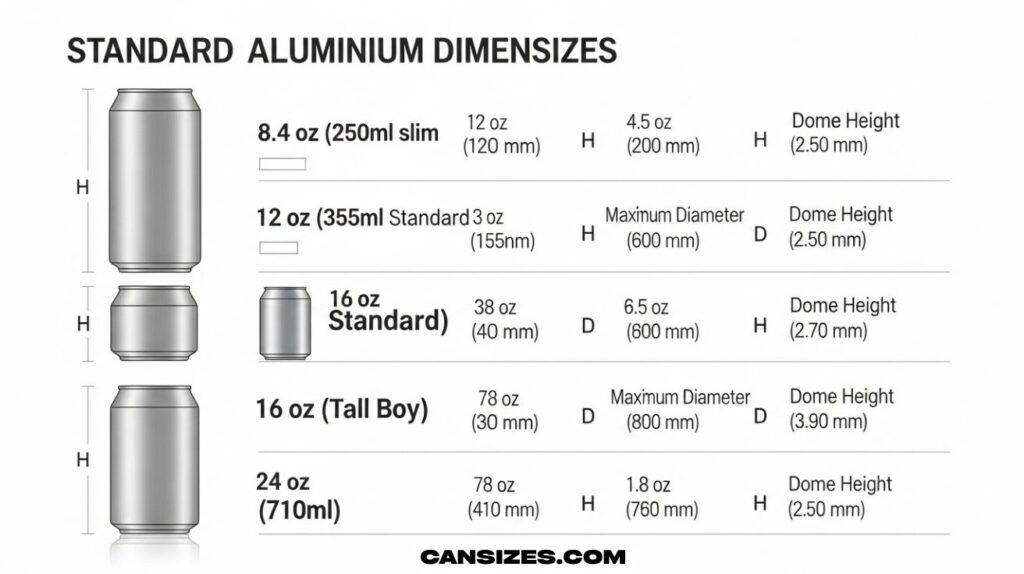 Aluminum Can Dimensions Standard Sizes