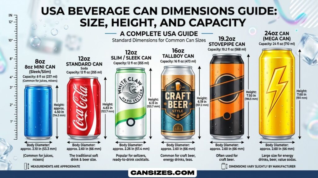 Beverage Can Dimensions Size