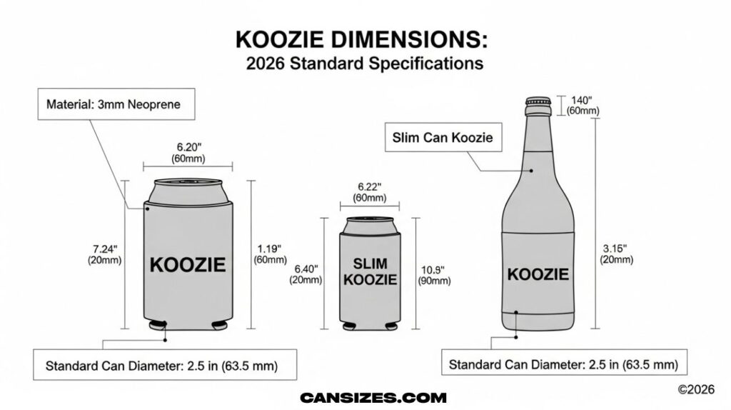 Can Koozie Dimensions Size