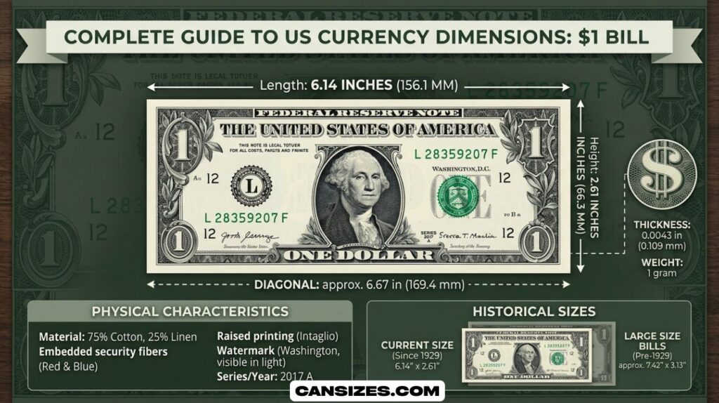 Dollar Bill Dimensions Size