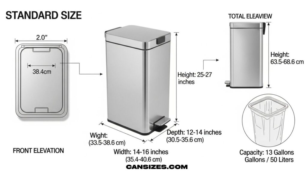 Kitchen Trash Can Dimensions Size