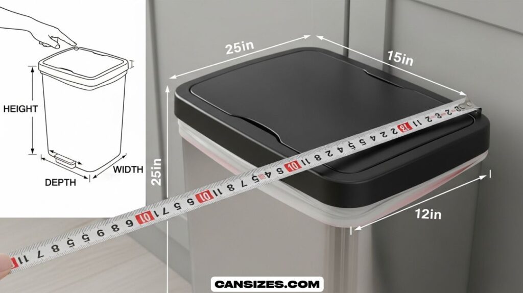 Kitchen Trash Can Dimensions Size