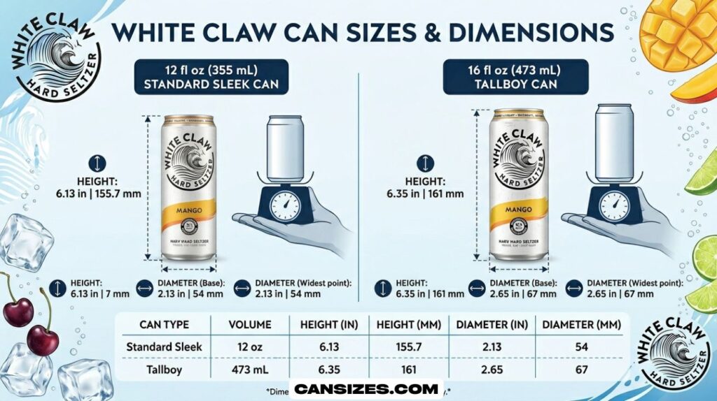 White Claw Can Sizes