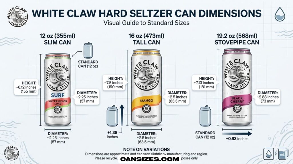 White Claw Can Sizes