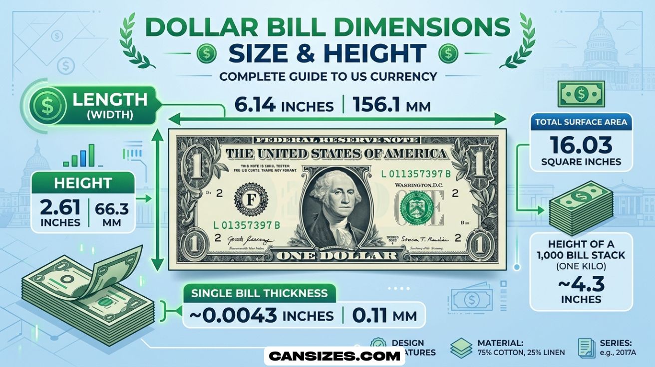 Dollar Bill Dimensions Size