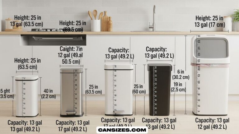Kitchen Trash Can Dimensions Size