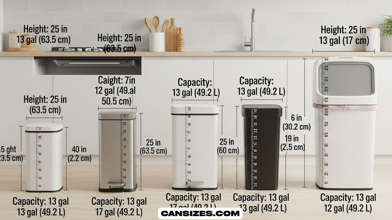 Kitchen Trash Can Dimensions Size